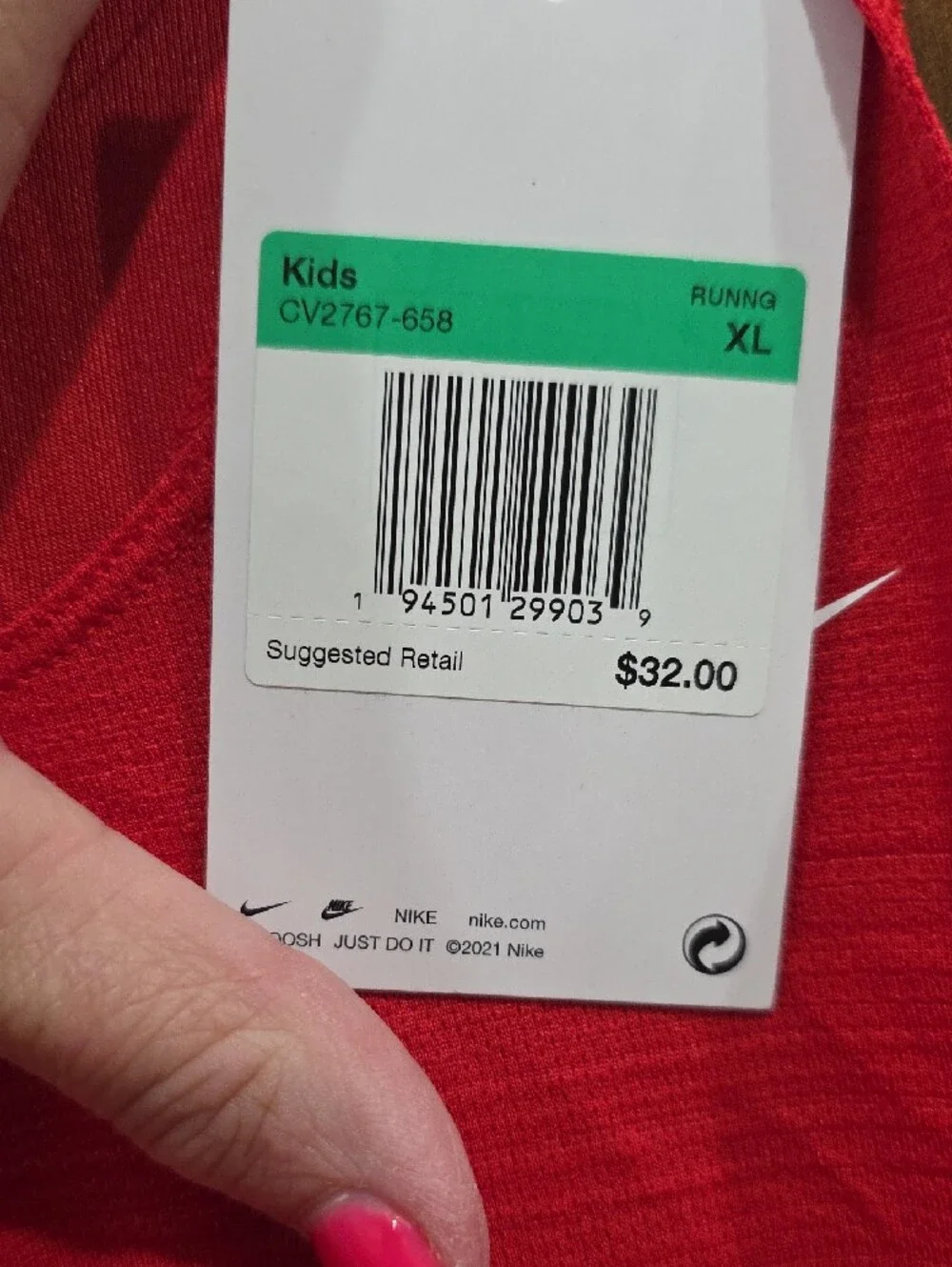 Nike Red Performance Tank with White Swoosh